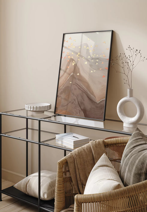 Karmelowe Ptaki Środkowy Rose Gold Plakat 50x70cm